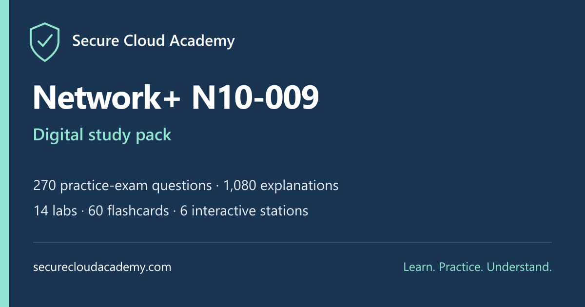 Network+ N10-009 digital study pack from Secure Cloud Academy